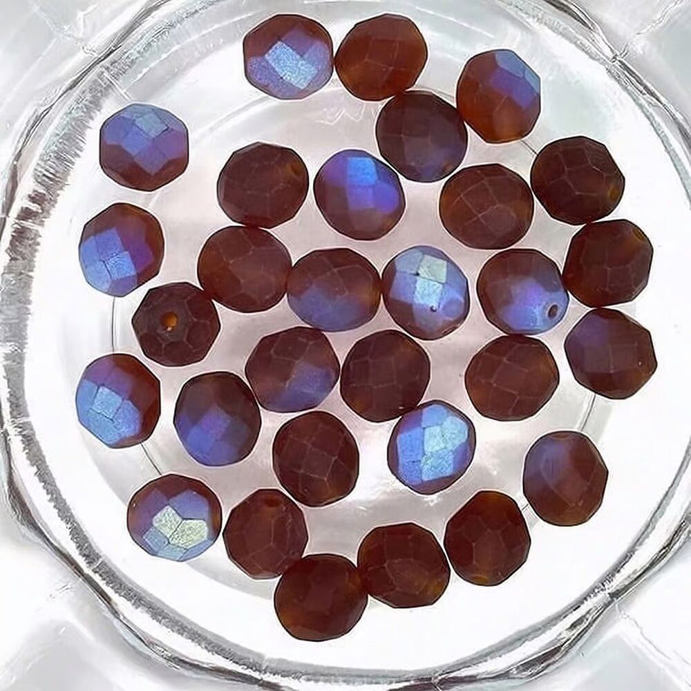 30pcs Beads for Jewelry #18042 Brown AB Matte Finish Beads